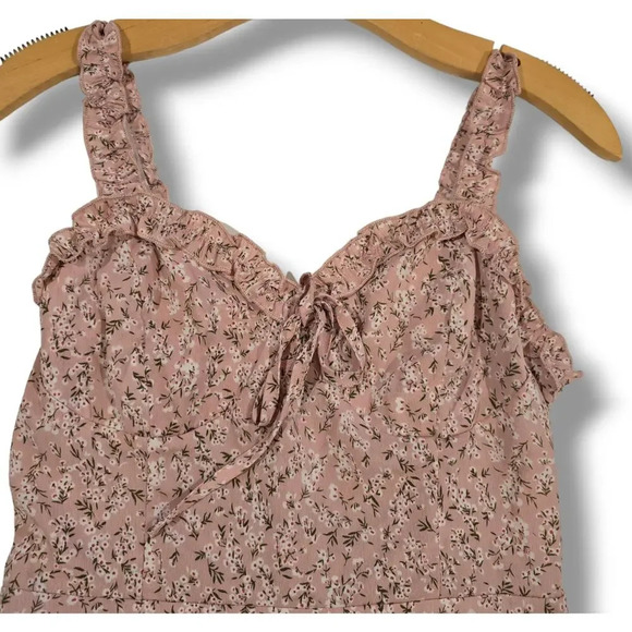 Romwe women's multicolor floral sleeveless flowy  tie front dress - large - Picture 5 of 8